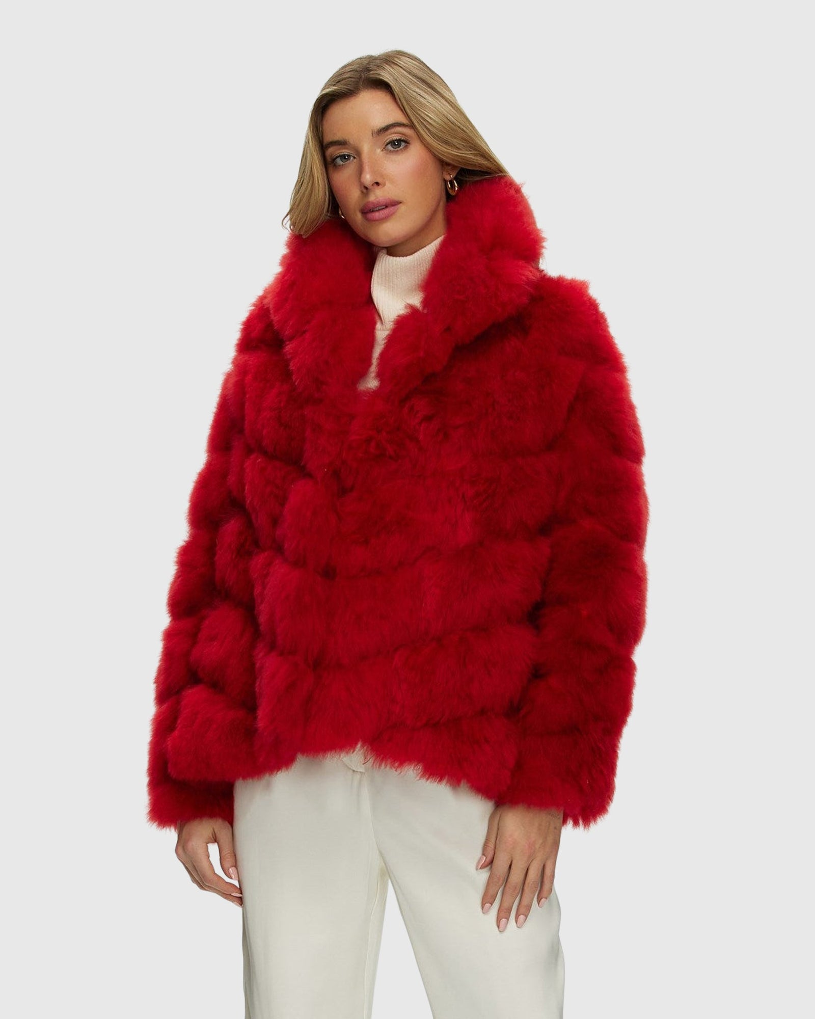 Select Cashmere Goat Diagonal Jacket | Red (V1)