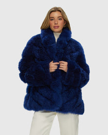 Select Cashmere Goat Diagonal Jacket | Royal Blue