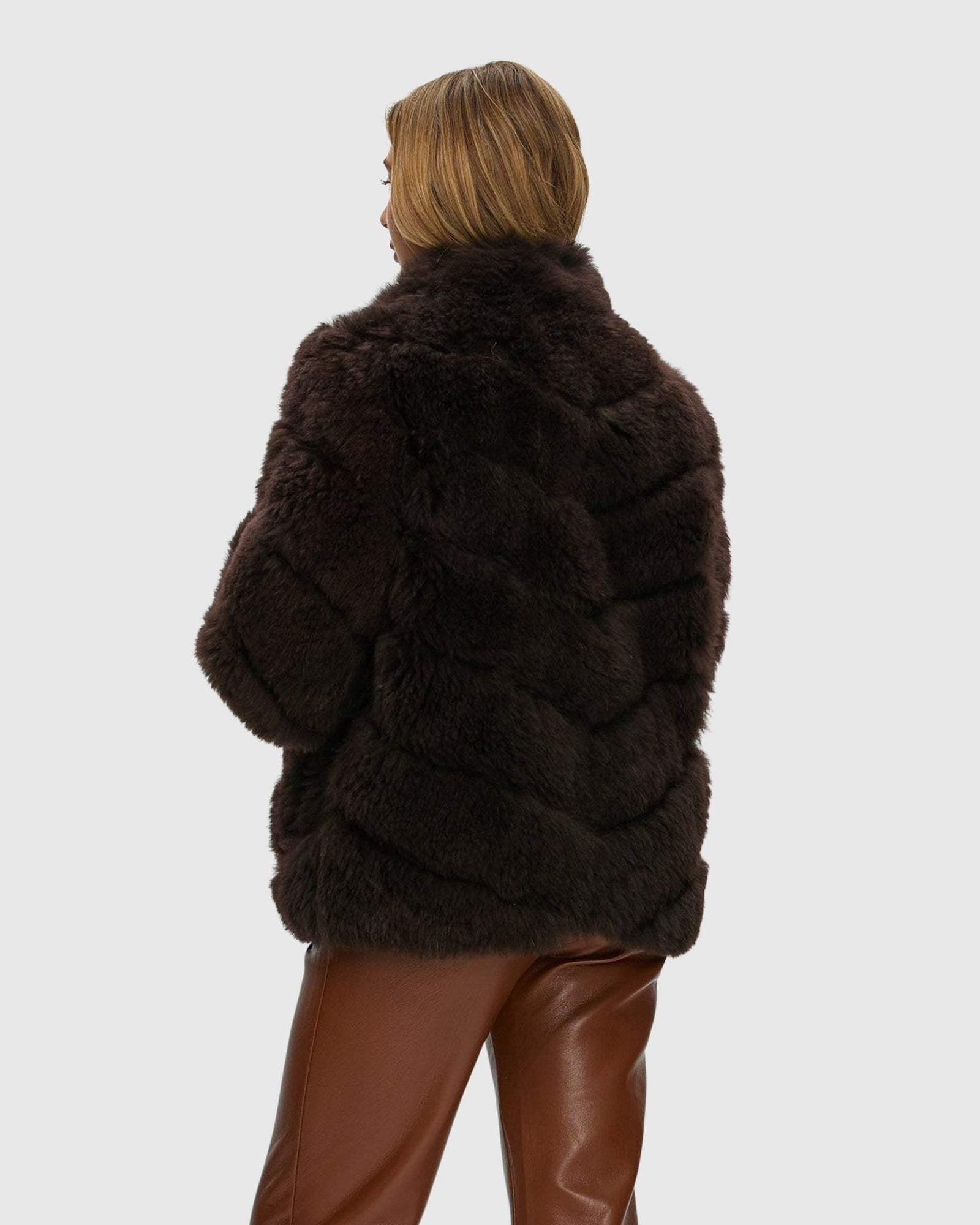 Select Cashmere Goat Diagonal Jacket | Brown