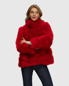 Select Cashmere Goat Diagonal Jacket | Red (V2)