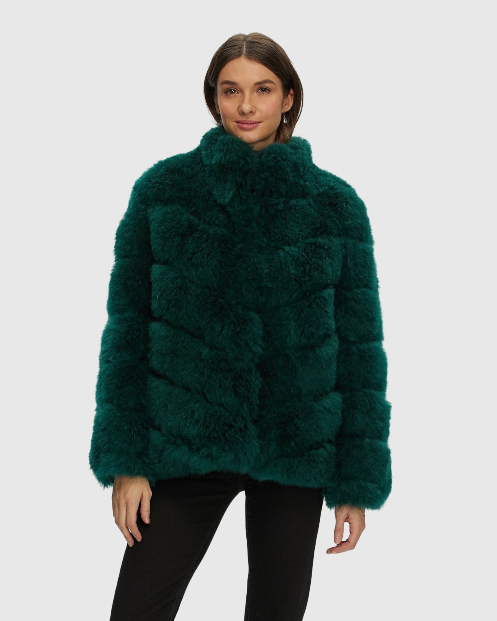 Select Cashmere Goat Diagonal Jacket | Forest Green