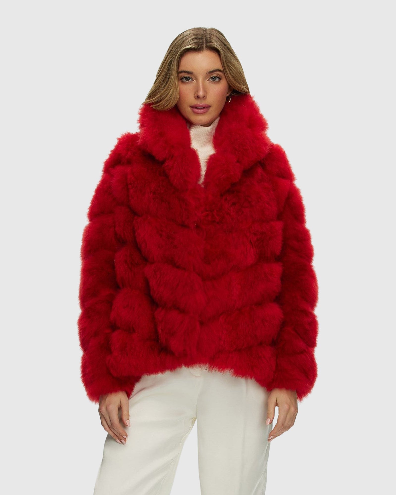 Select Cashmere Goat Diagonal Jacket | Red (V1)