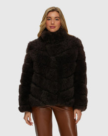 Select Cashmere Goat Diagonal Jacket | Brown