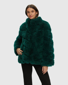 Select Cashmere Goat Diagonal Jacket | Forest Green