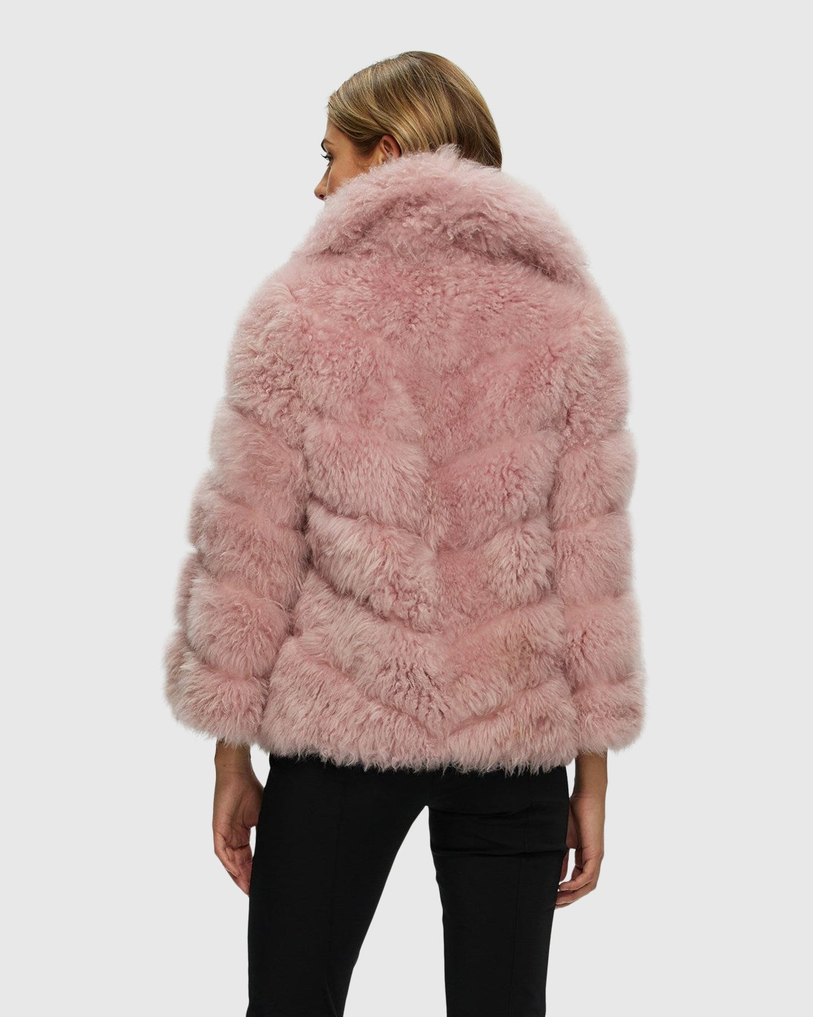 Select Cashmere Goat Diagonal Jacket | Light Pink