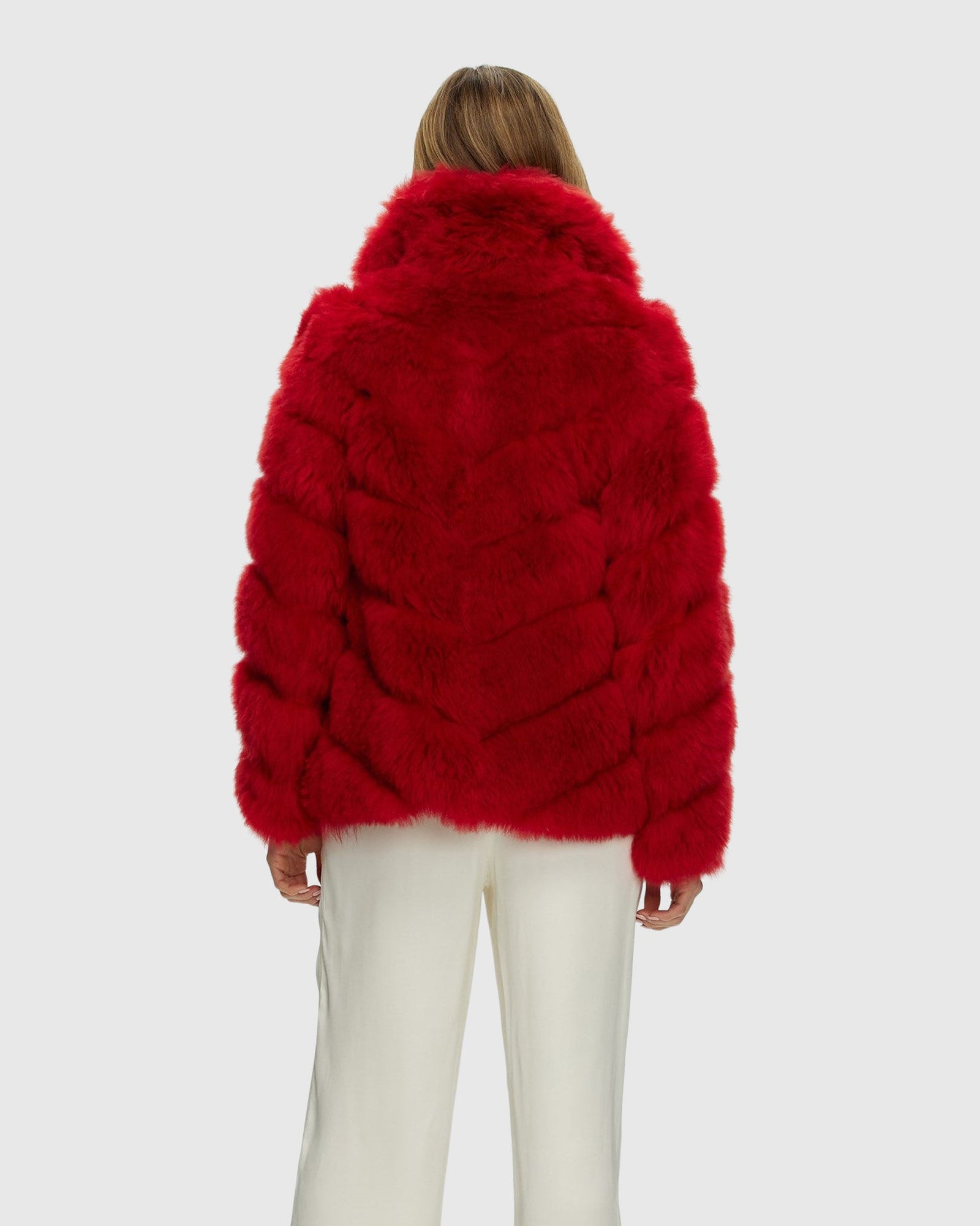 Select Cashmere Goat Diagonal Jacket | Red (V1)