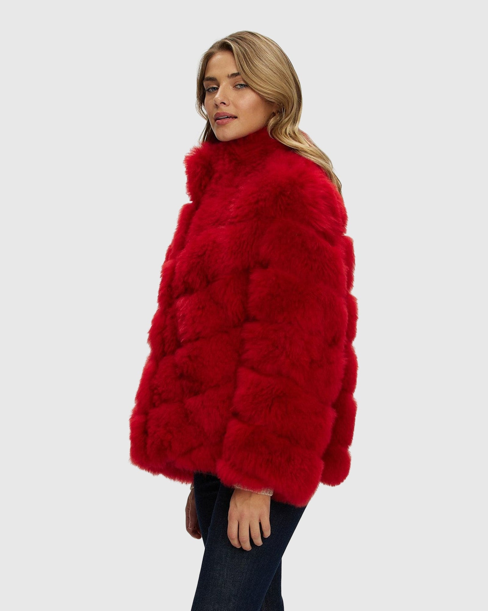 Select Cashmere Goat Diagonal Jacket | Red (V2)