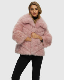 Select Cashmere Goat Diagonal Jacket | Light Pink