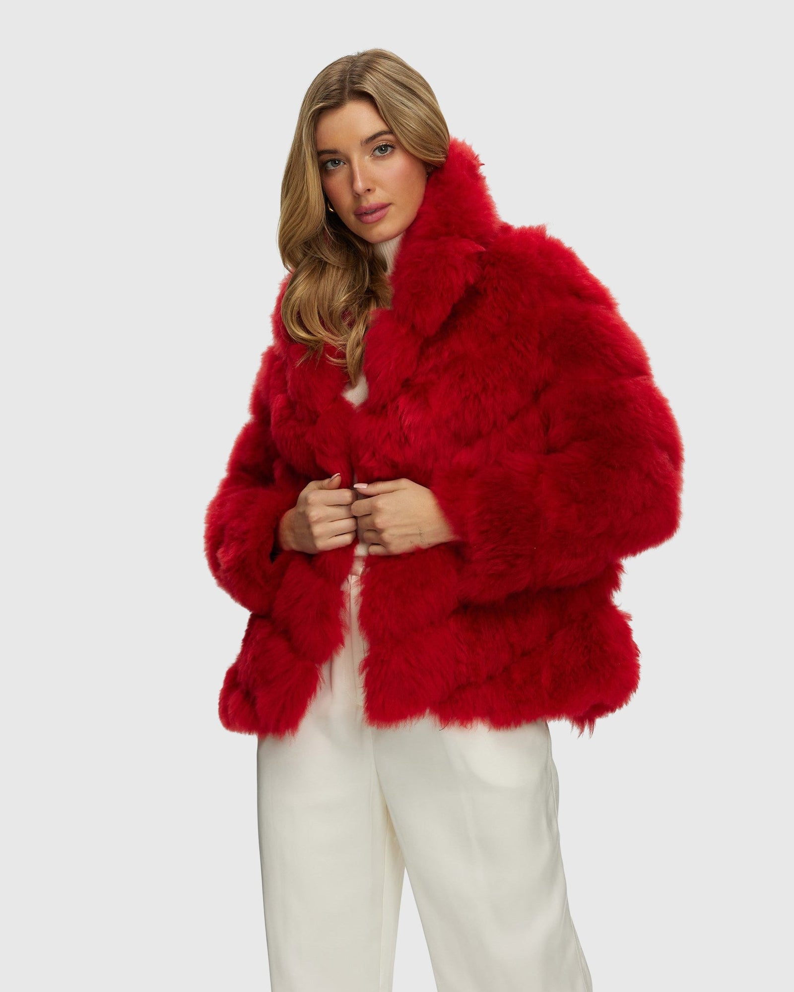 Select Cashmere Goat Diagonal Jacket | Red (V1)