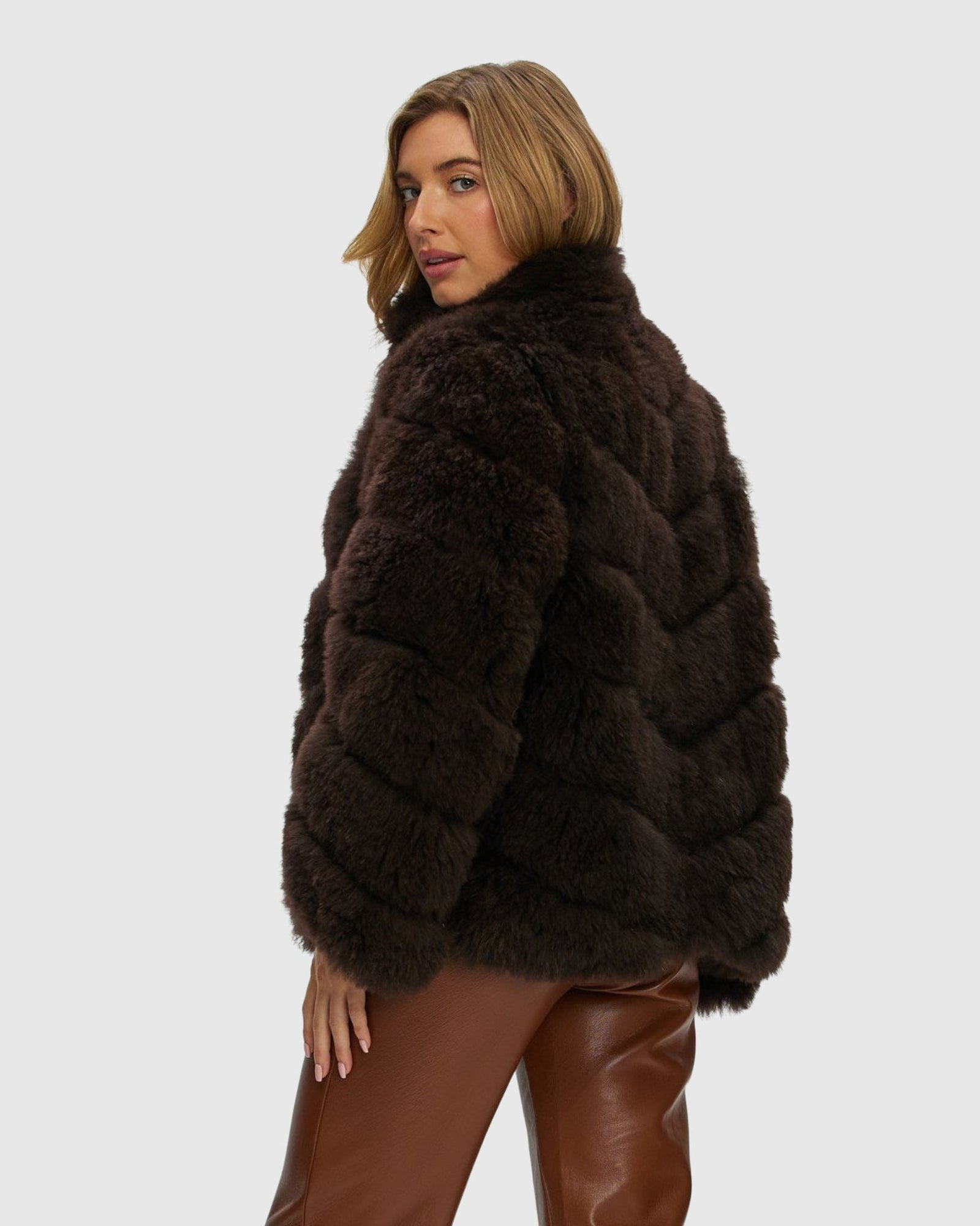 Select Cashmere Goat Diagonal Jacket | Brown