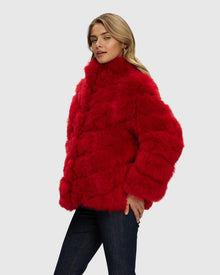 Select Cashmere Goat Diagonal Jacket | Red (V2)