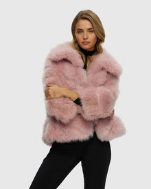 Select Cashmere Goat Diagonal Jacket | Light Pink