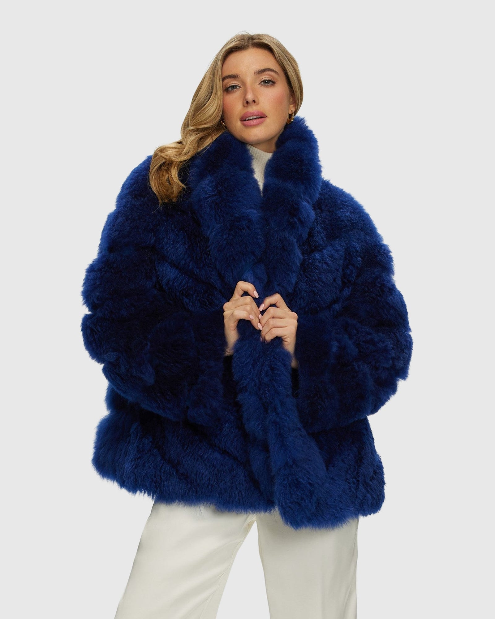 Select Cashmere Goat Diagonal Jacket | Royal Blue