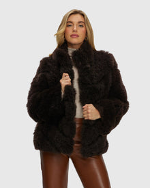 Select Cashmere Goat Diagonal Jacket | Brown