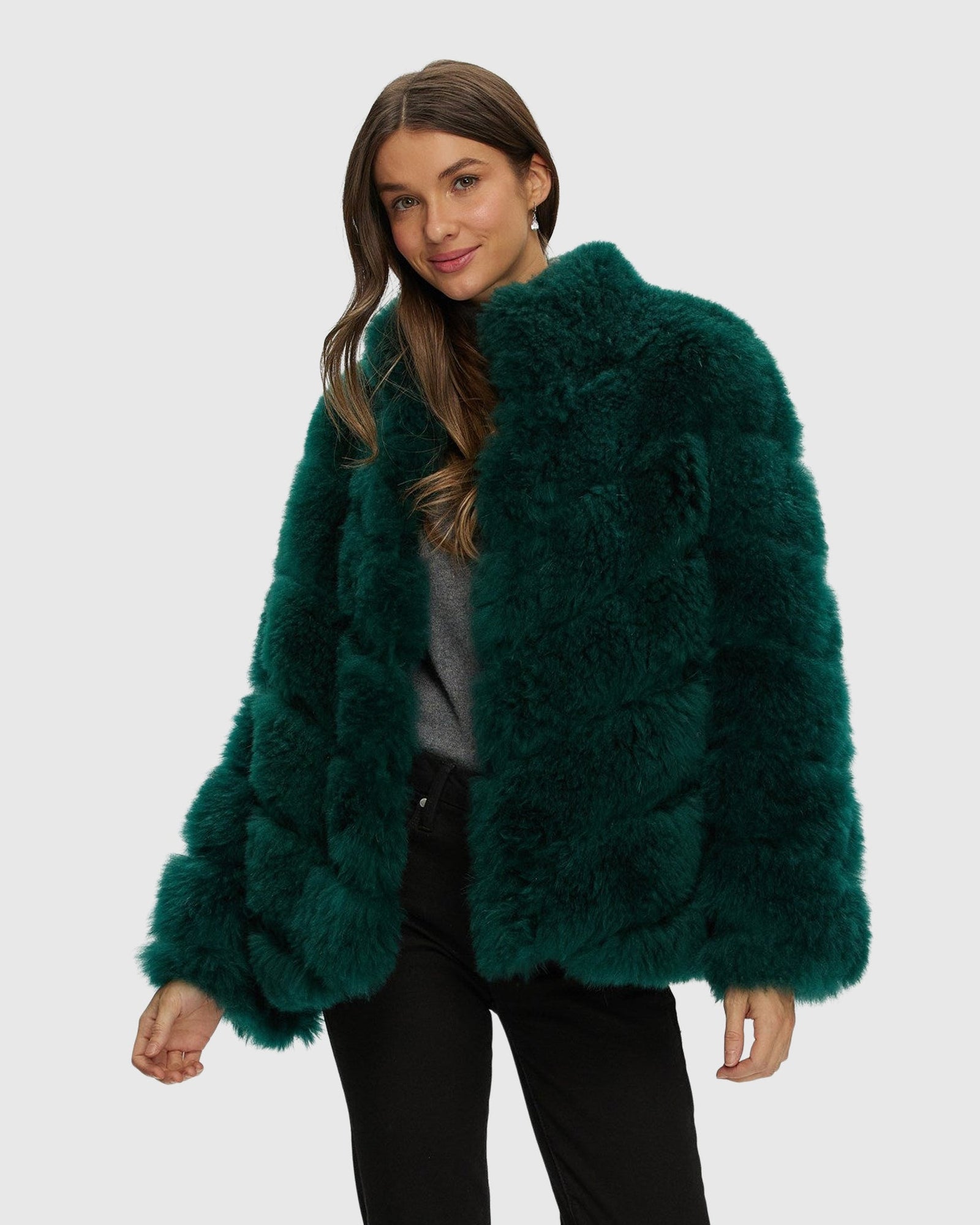 Select Cashmere Goat Diagonal Jacket | Forest Green