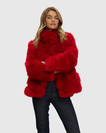 Select Cashmere Goat Diagonal Jacket | Red (V2)