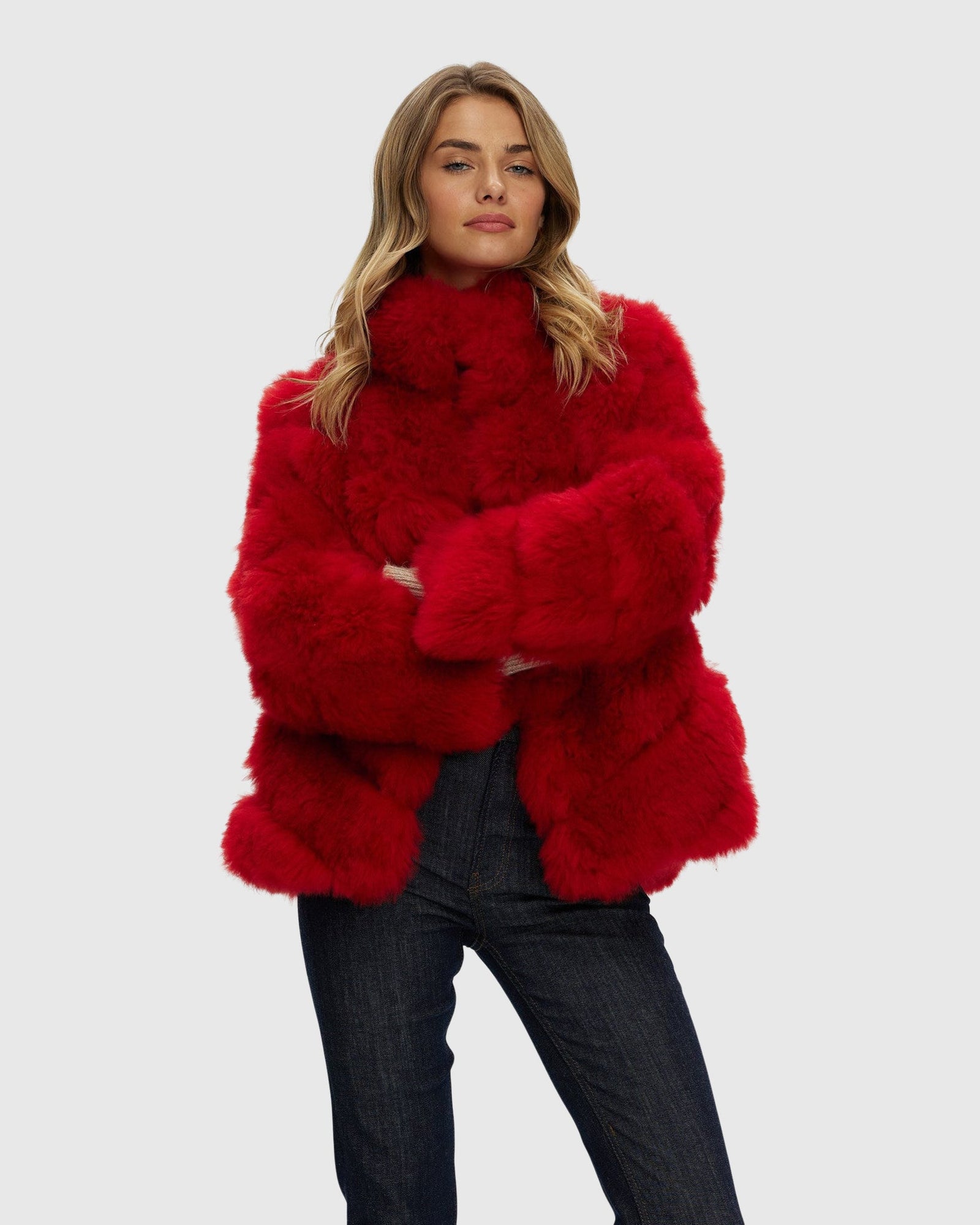 Select Cashmere Goat Diagonal Jacket | Red (V2)