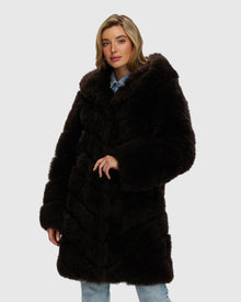 Select Cashmere Goat Diagonal Parka | Brown