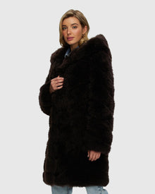 Select Cashmere Goat Diagonal Parka | Brown