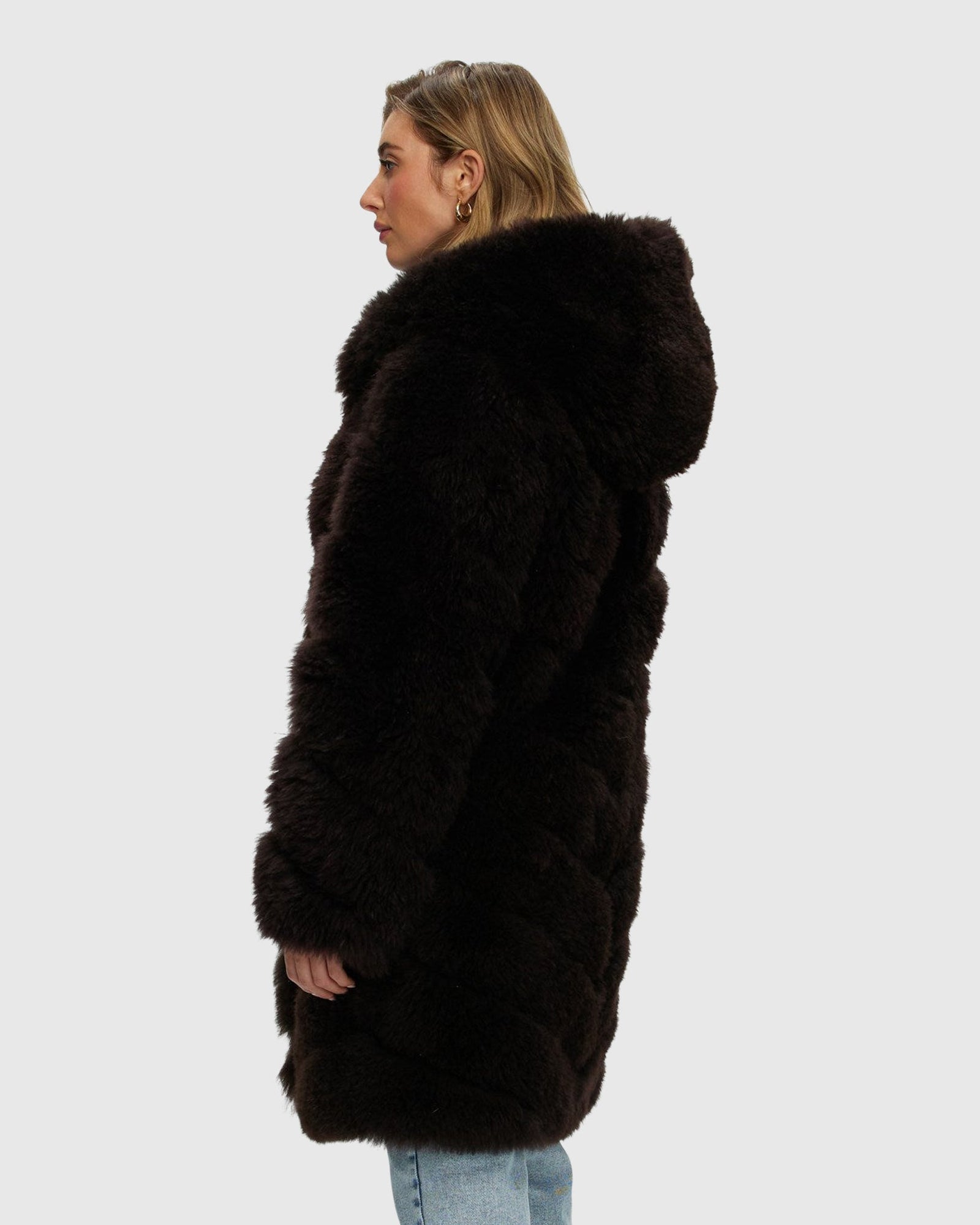 Select Cashmere Goat Diagonal Parka | Brown