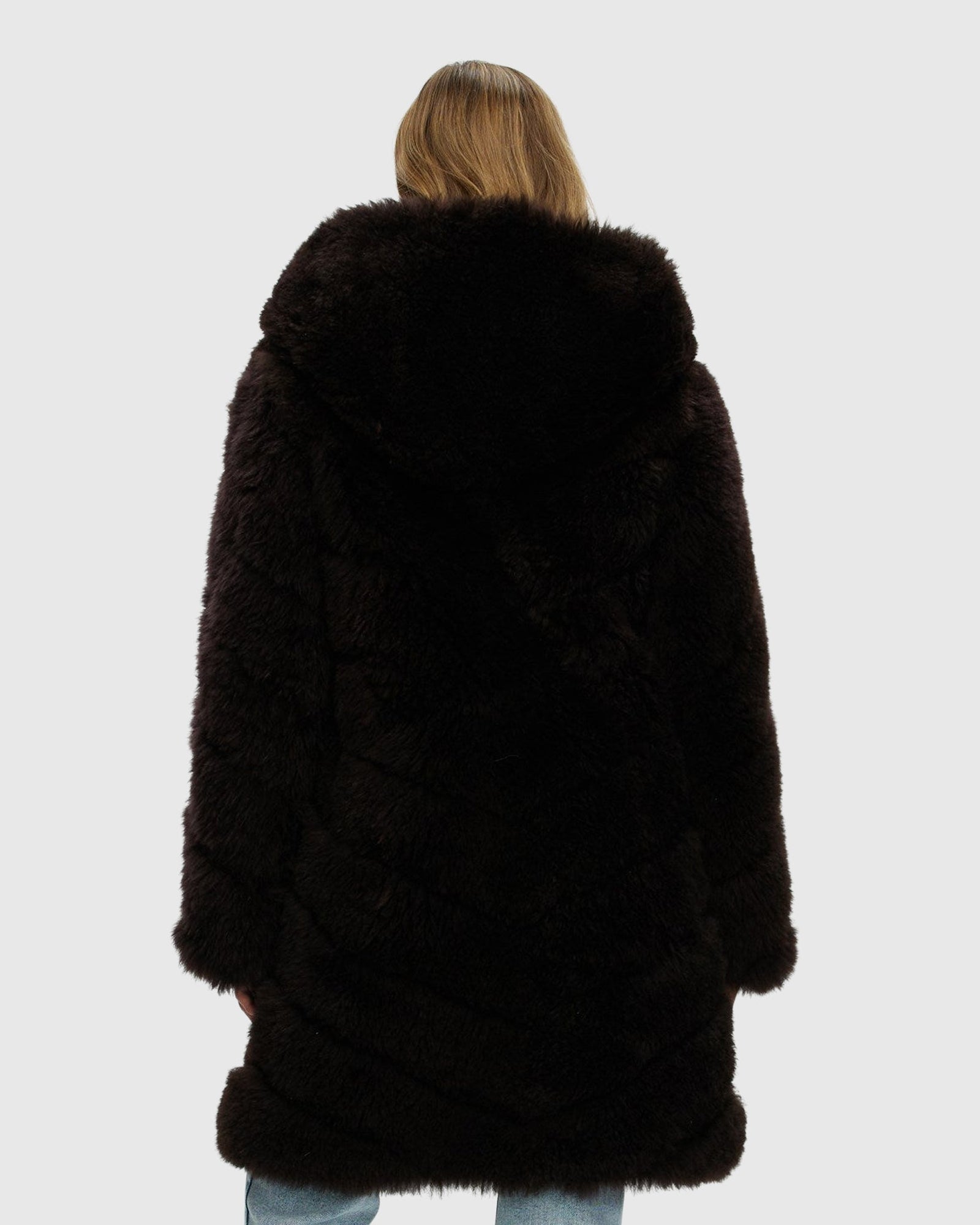 Select Cashmere Goat Diagonal Parka | Brown