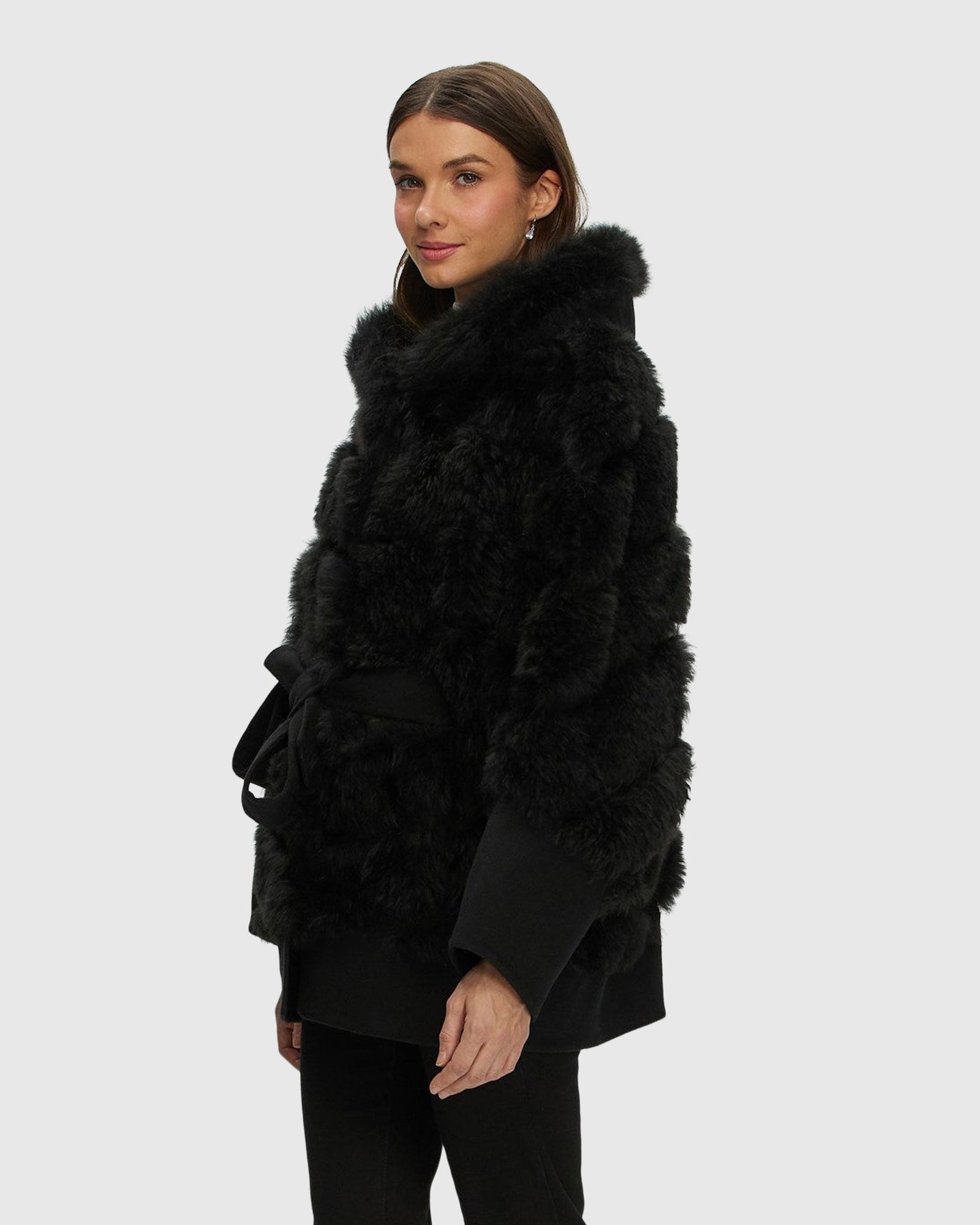 Select Cashmere Goat Diagonal Parka With Loro Piana Cashmere Trim | Black