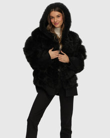 Select Cashmere Goat Diagonal Parka With Loro Piana Cashmere Trim | Black