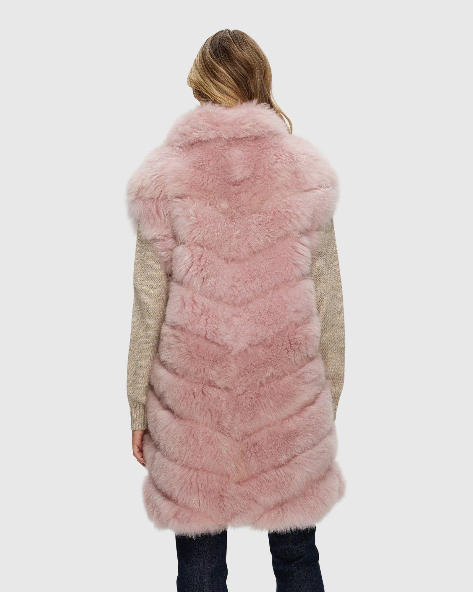 Select Cashmere Goat Diagonal Vest | Light Pink