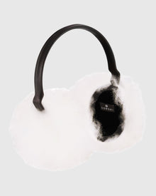 Select Cashmere Goat Earmuffs with Leather Frame | White