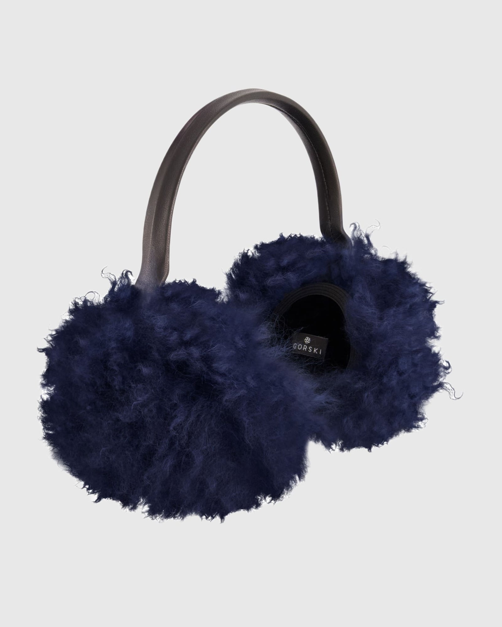 Select Cashmere Goat Earmuffs with Leather Frame | Navy