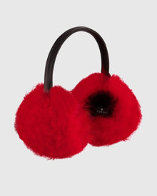 Select Cashmere Goat Earmuffs with Leather Frame | Red
