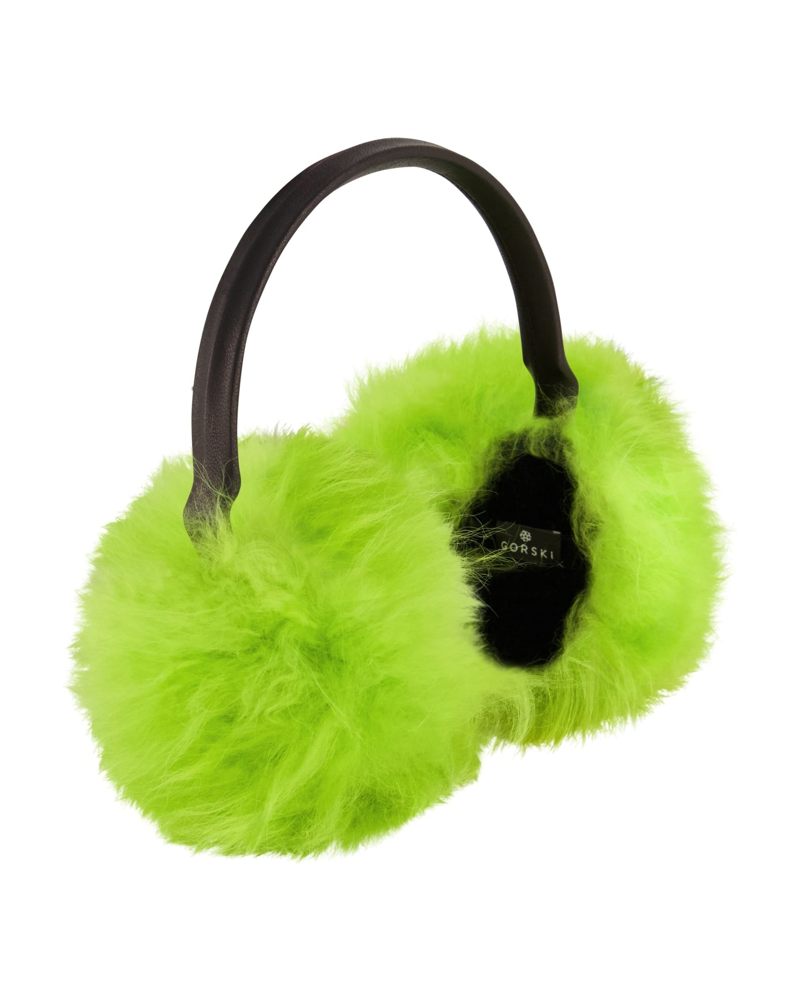 Select Cashmere Goat Earmuffs with Leather Frame | Light Green