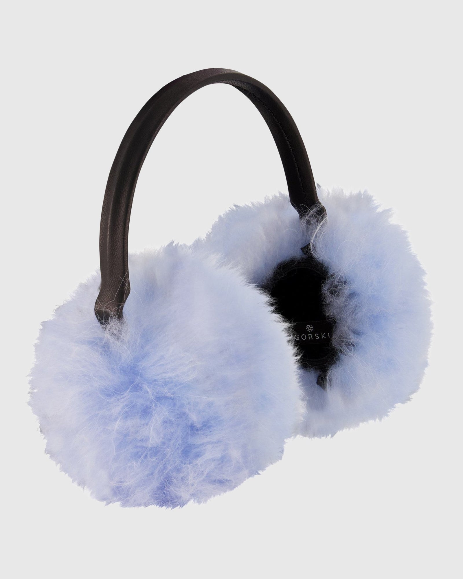 Select Cashmere Goat Earmuffs with Leather Frame | Light Blue