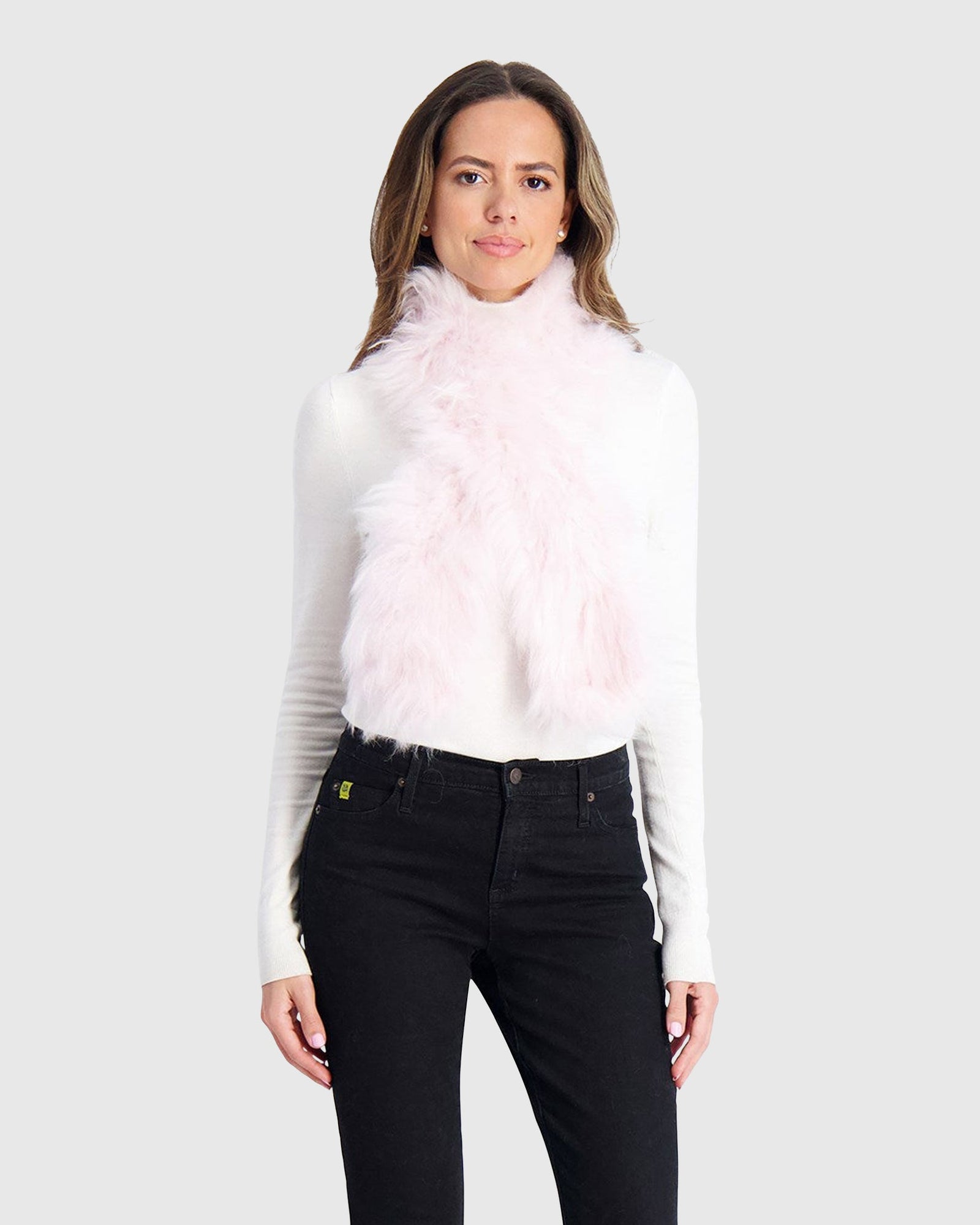 Select Cashmere Goat Pull-Through Scarf | Light Pink