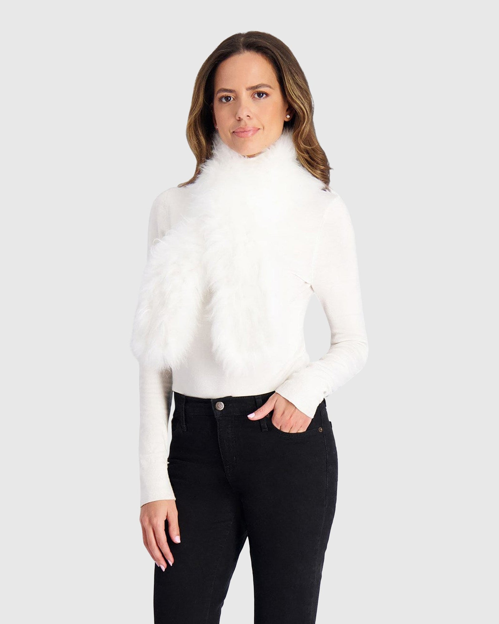 Select Cashmere Goat Pull-Through Scarf | White (V2)