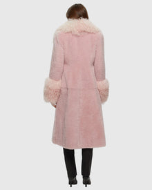 Select Cashmere Goat Short Coat With Select Mongolian Goat Shawl Collar And Cuffs | Pink