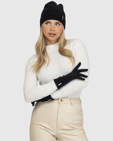 Select Cashmere Knit Beanie And Glove Set (2 Pcs) | Black