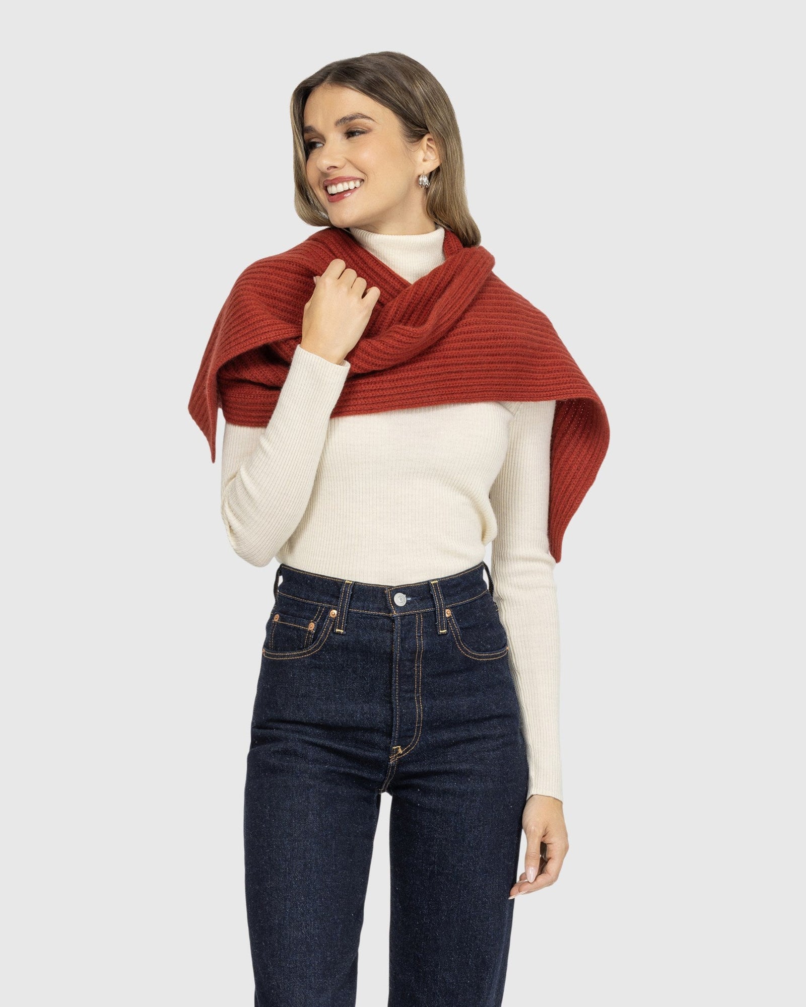 Select Cashmere Knit Scarf | Red