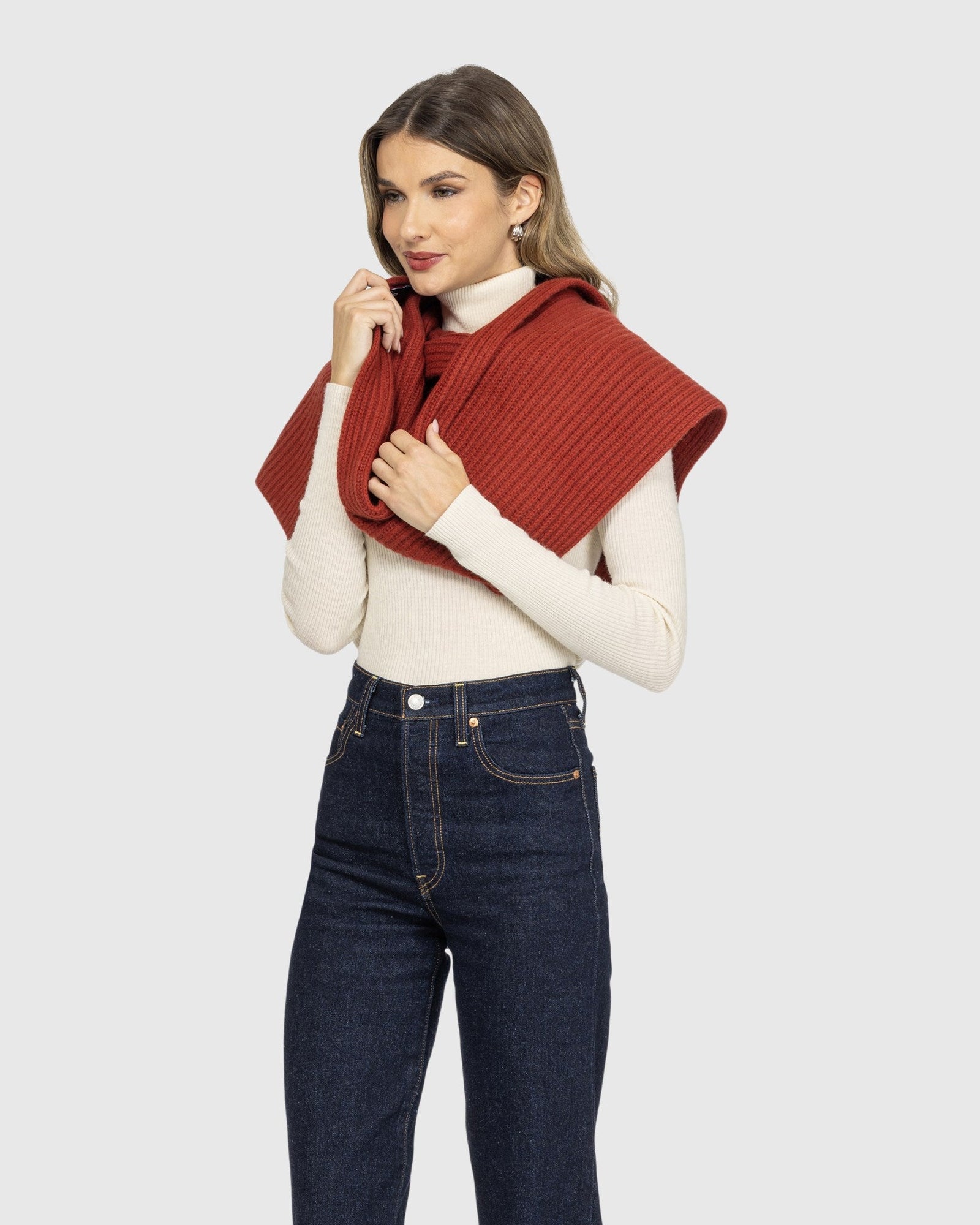 Select Cashmere Knit Scarf | Red