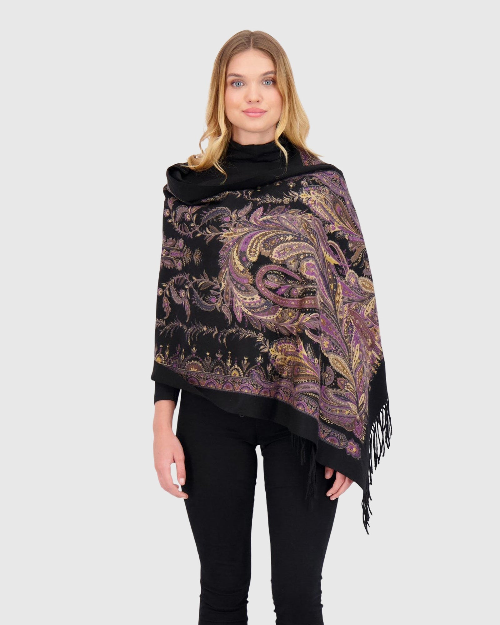 Select Cashmere Stole | Black Paisley