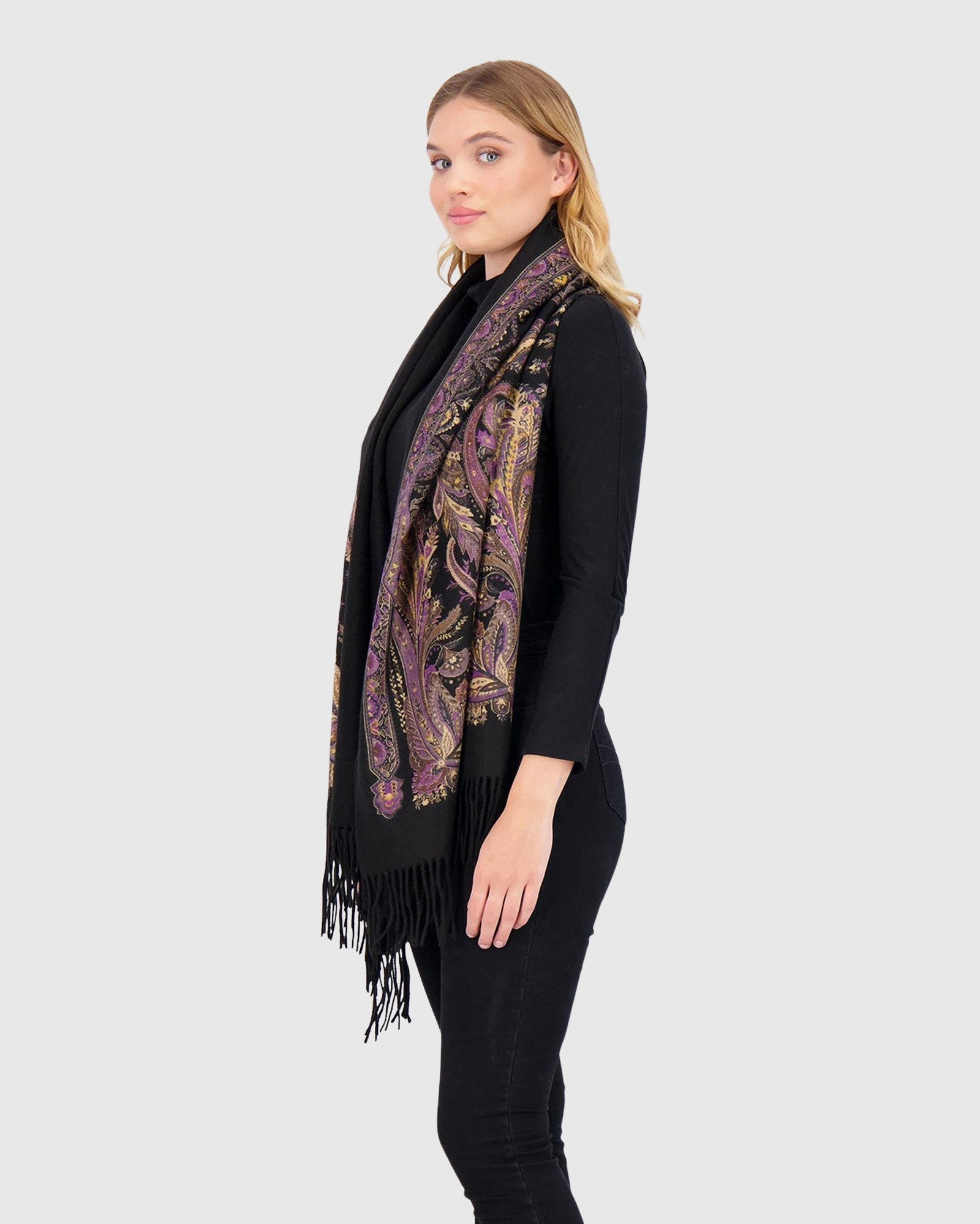 Select Cashmere Stole | Black Paisley