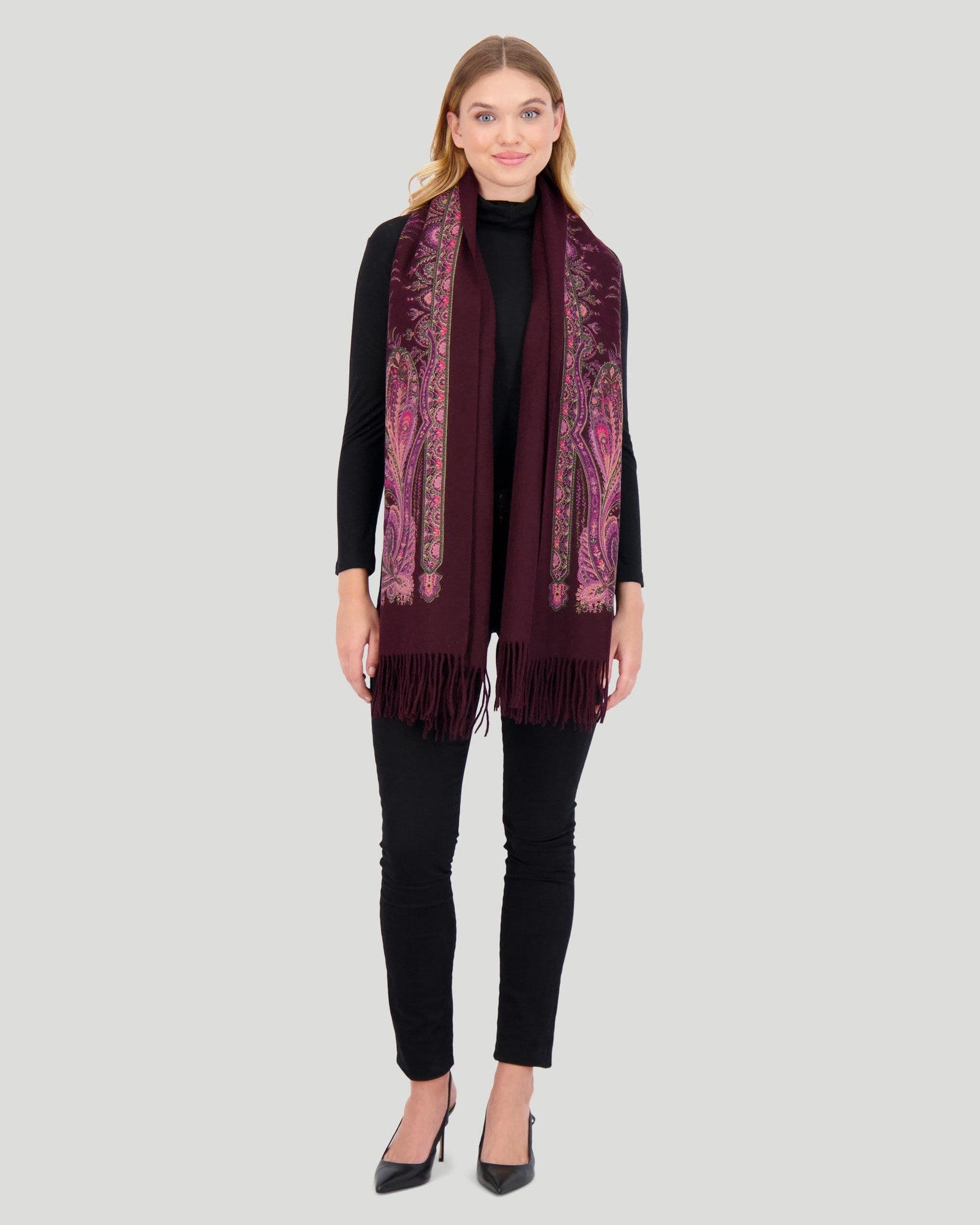 Select Cashmere Stole | Women | Wine Paisley