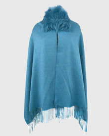 Select Cashmere Stole With Select Lamb Collar | Blue