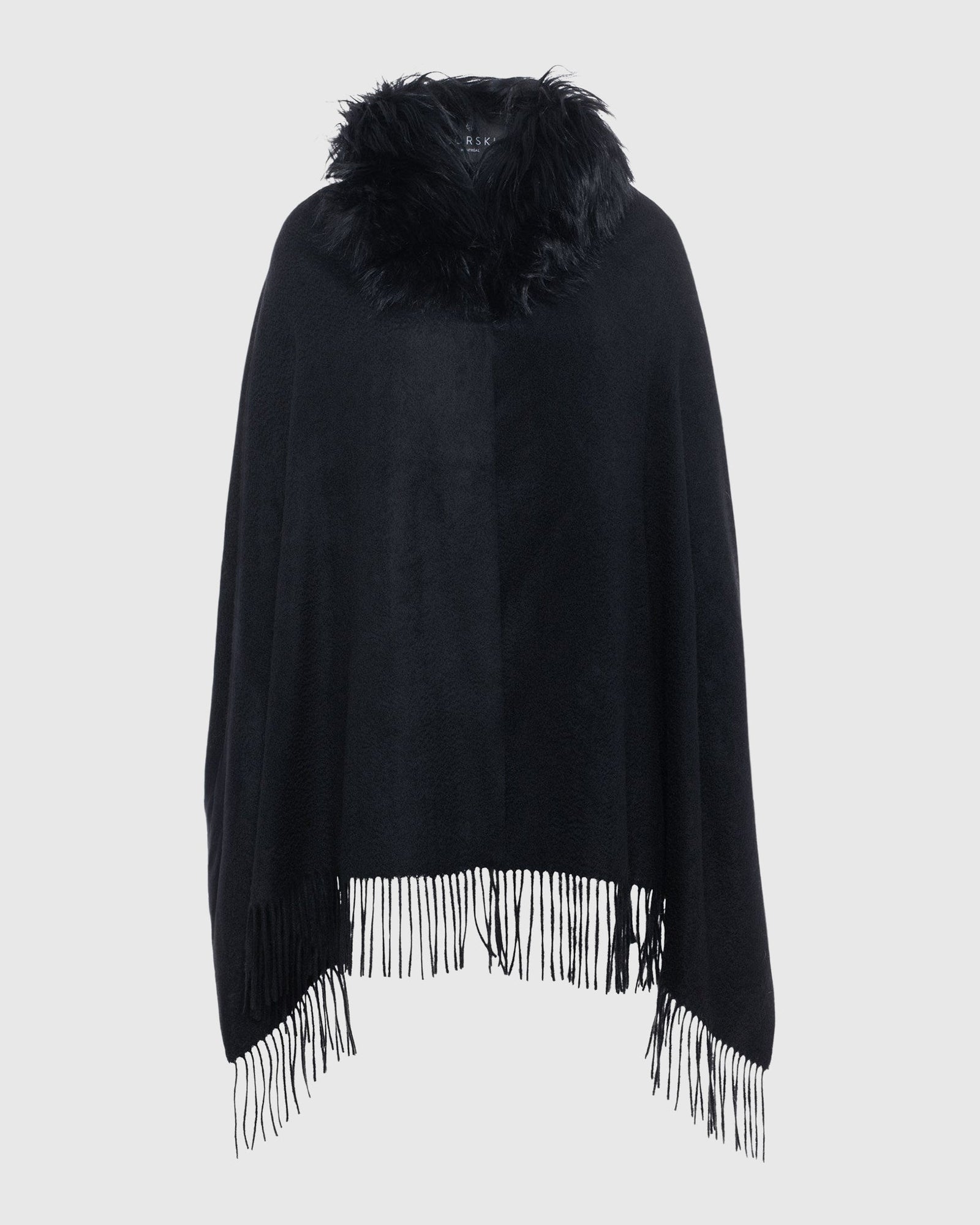 Select Cashmere Stole With Select Lamb Collar | Black