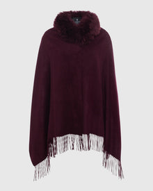 Select Cashmere Stole With Select Lamb Collar | Burgundy