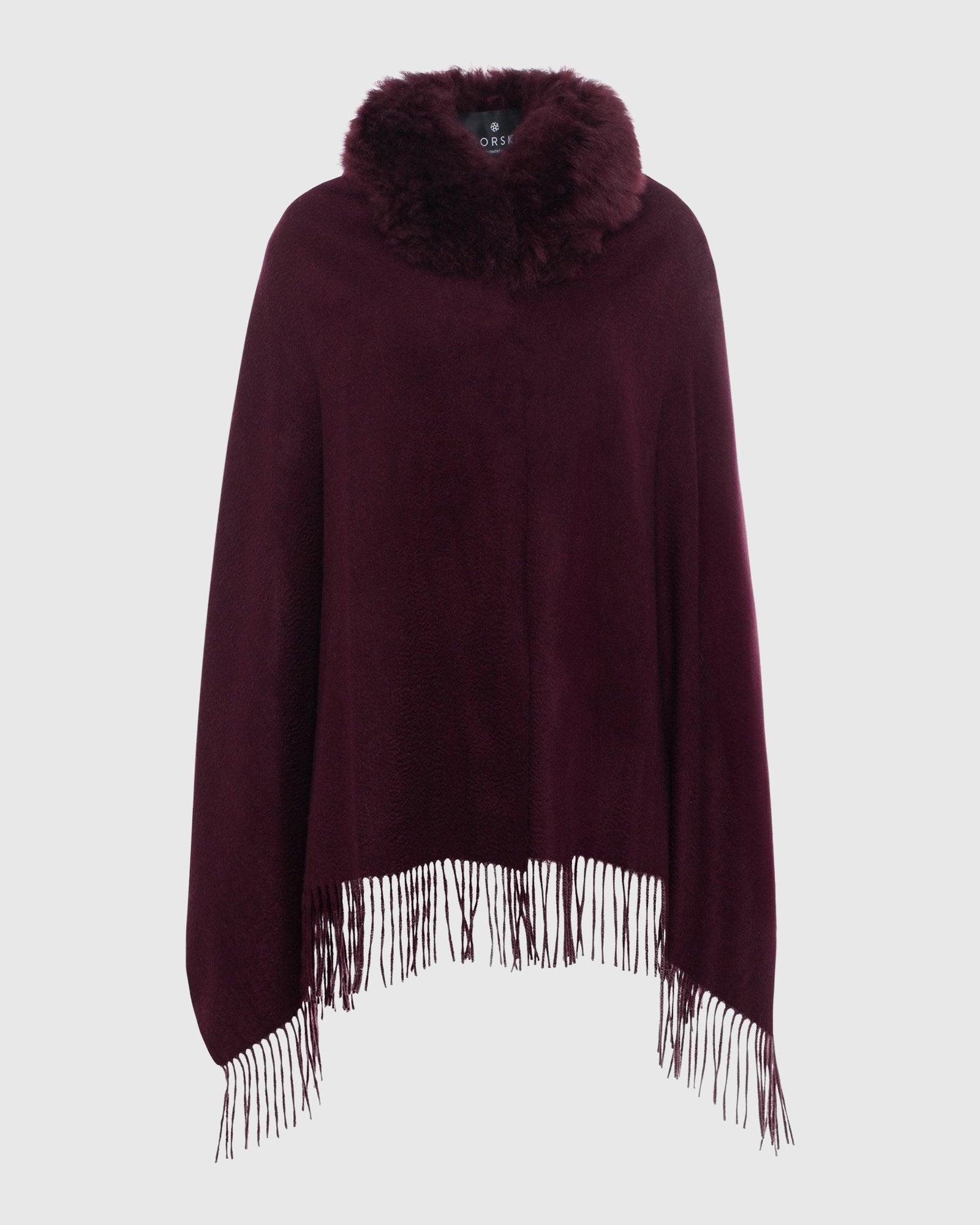 Select Cashmere Stole With Select Lamb Collar | Burgundy