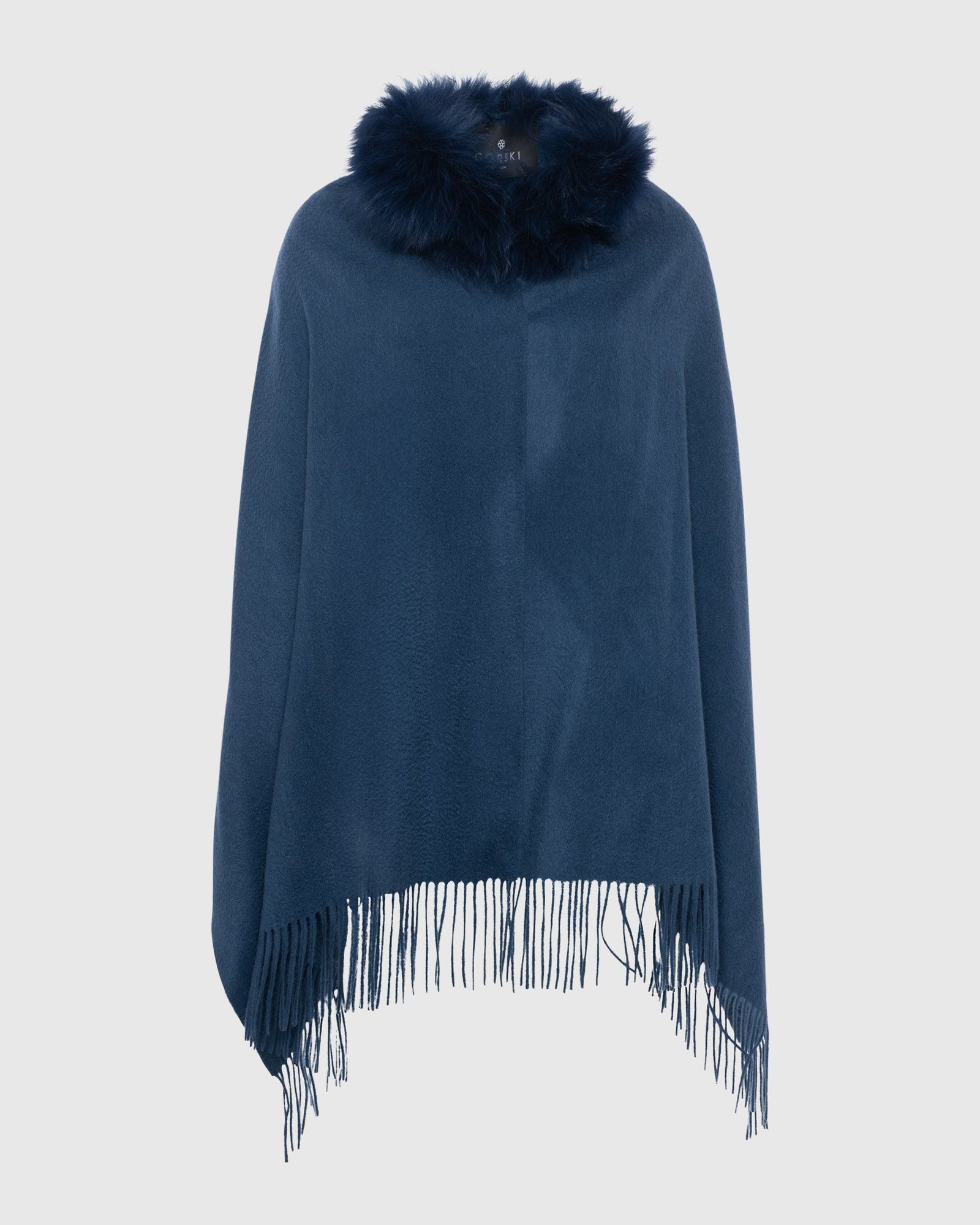 Select Cashmere Stole With Select Lamb Collar | Dark Blue
