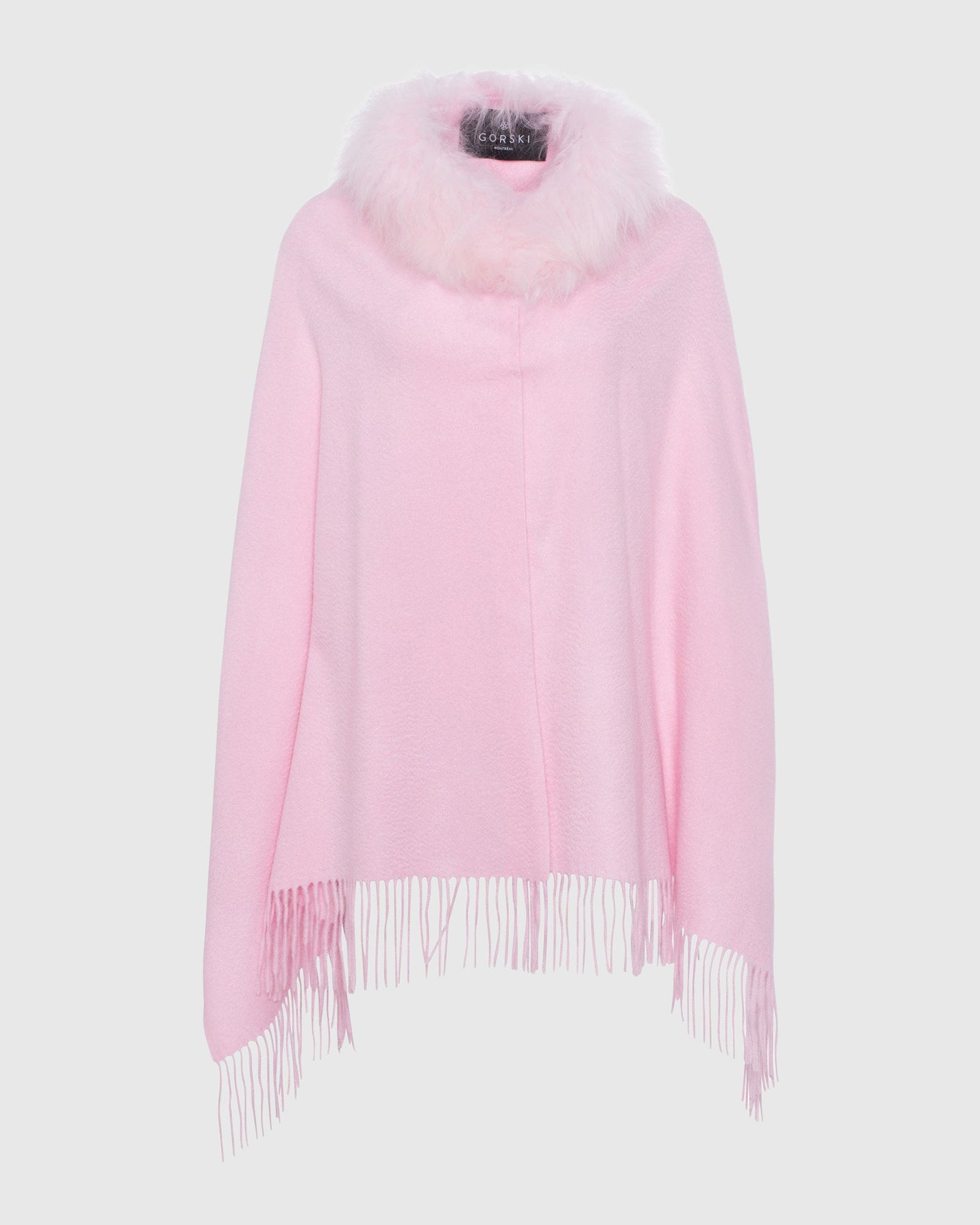 Select Cashmere Stole With Select Lamb Collar | Light Pink