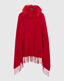 Select Cashmere Stole With Select Lamb Collar | Red