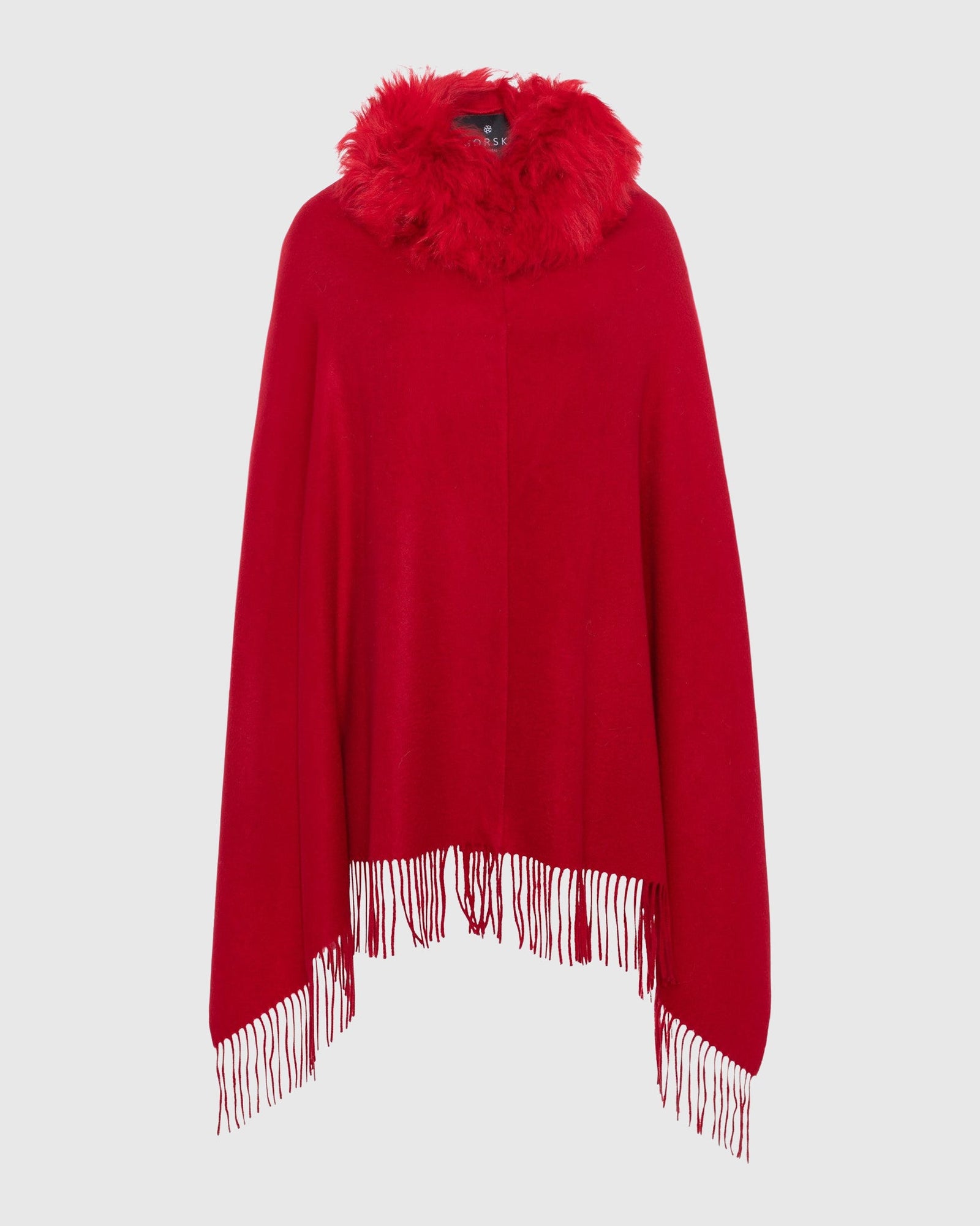 Select Cashmere Stole With Select Lamb Collar | Red